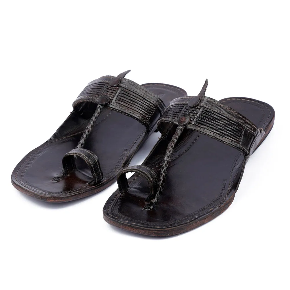 Elegant Brown Handstitched Leather Kolhapuri Men Slipper