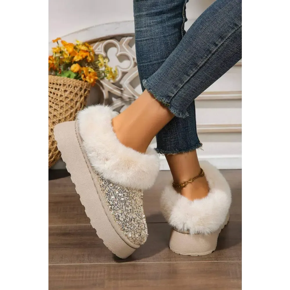 Elevate Your Style with Luxurious Sequin-Accented Winter Boots