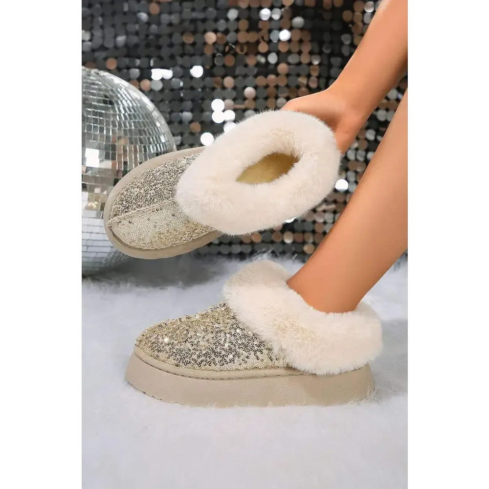 Elevate Your Style with Luxurious Sequin-Accented Winter Boots