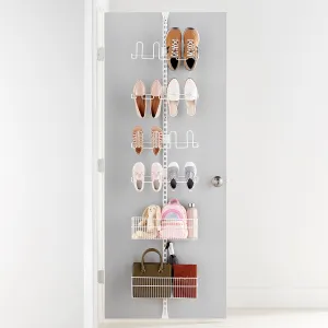 Elfa Shoe Wall & Door Rack- 4 Shoe Rack & 1 Medium & 1 Large Mesh Basket