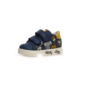 FALCOTTO - Pikar Boys Blue Leather Sneakers w/Animal Print