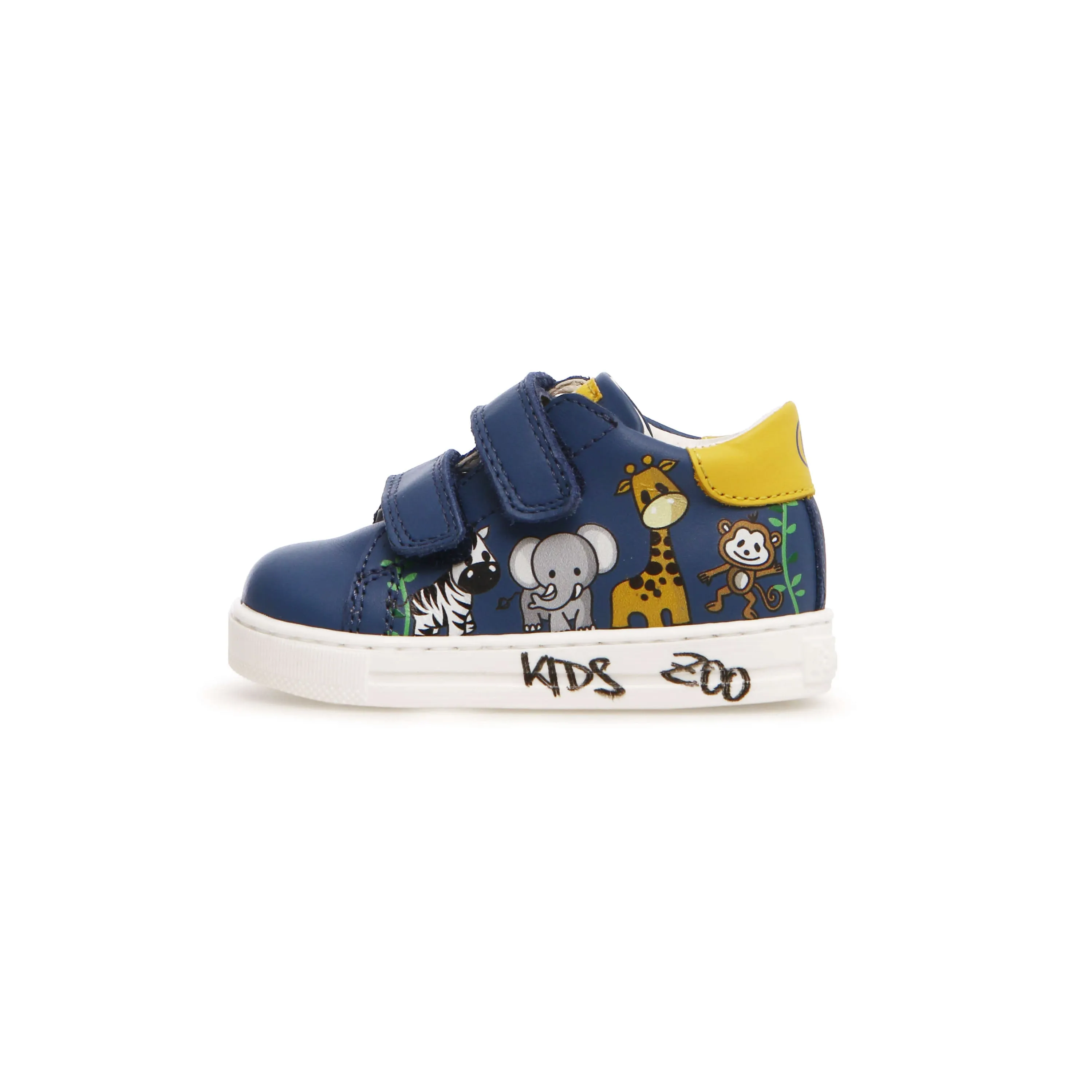 FALCOTTO - Pikar Boys Blue Leather Sneakers w/Animal Print