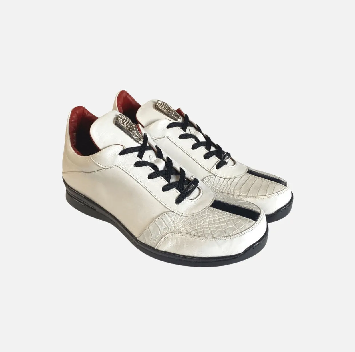 Fennix Italian Sneaker with White Alligator Trim - Modern Elegance Crafted in Italy