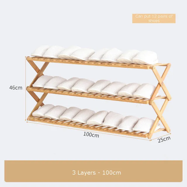 Foldable Shoe Rack 3/4/5/6 Layers Bamboo Shoe Cabinets Shelf Home Organizer Holder Shoes Storage Rack for Dormitory Doorway