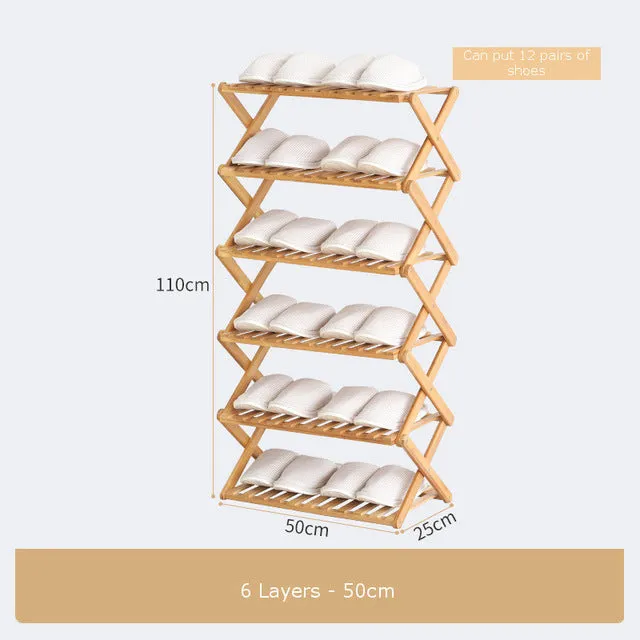 Foldable Shoe Rack 3/4/5/6 Layers Bamboo Shoe Cabinets Shelf Home Organizer Holder Shoes Storage Rack for Dormitory Doorway