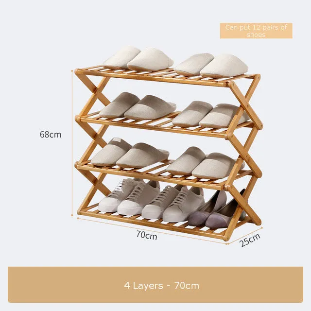 Foldable Shoe Rack 3/4/5/6 Layers Bamboo Shoe Cabinets Shelf Home Organizer Holder Shoes Storage Rack for Dormitory Doorway