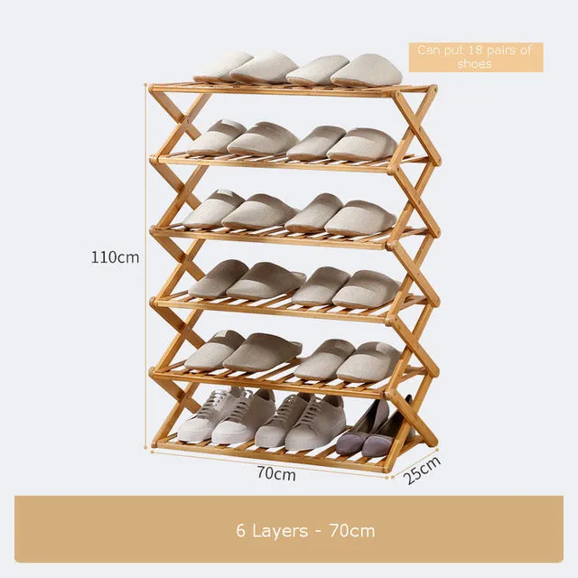 Foldable Shoe Rack 3/4/5/6 Layers Bamboo Shoe Cabinets Shelf Home Organizer Holder Shoes Storage Rack for Dormitory Doorway