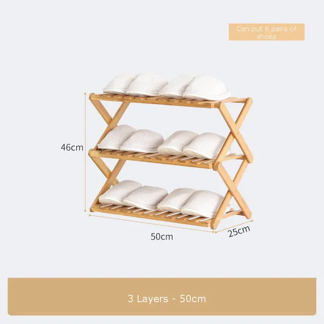 Foldable Shoe Rack 3/4/5/6 Layers Bamboo Shoe Cabinets Shelf Home Organizer Holder Shoes Storage Rack for Dormitory Doorway