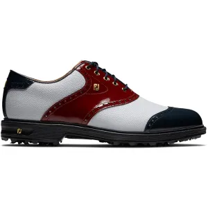 FootJoy Premiere 100 Year Celebration Limited Edition Spiked Waterproof Shoes - White/Red/Blue