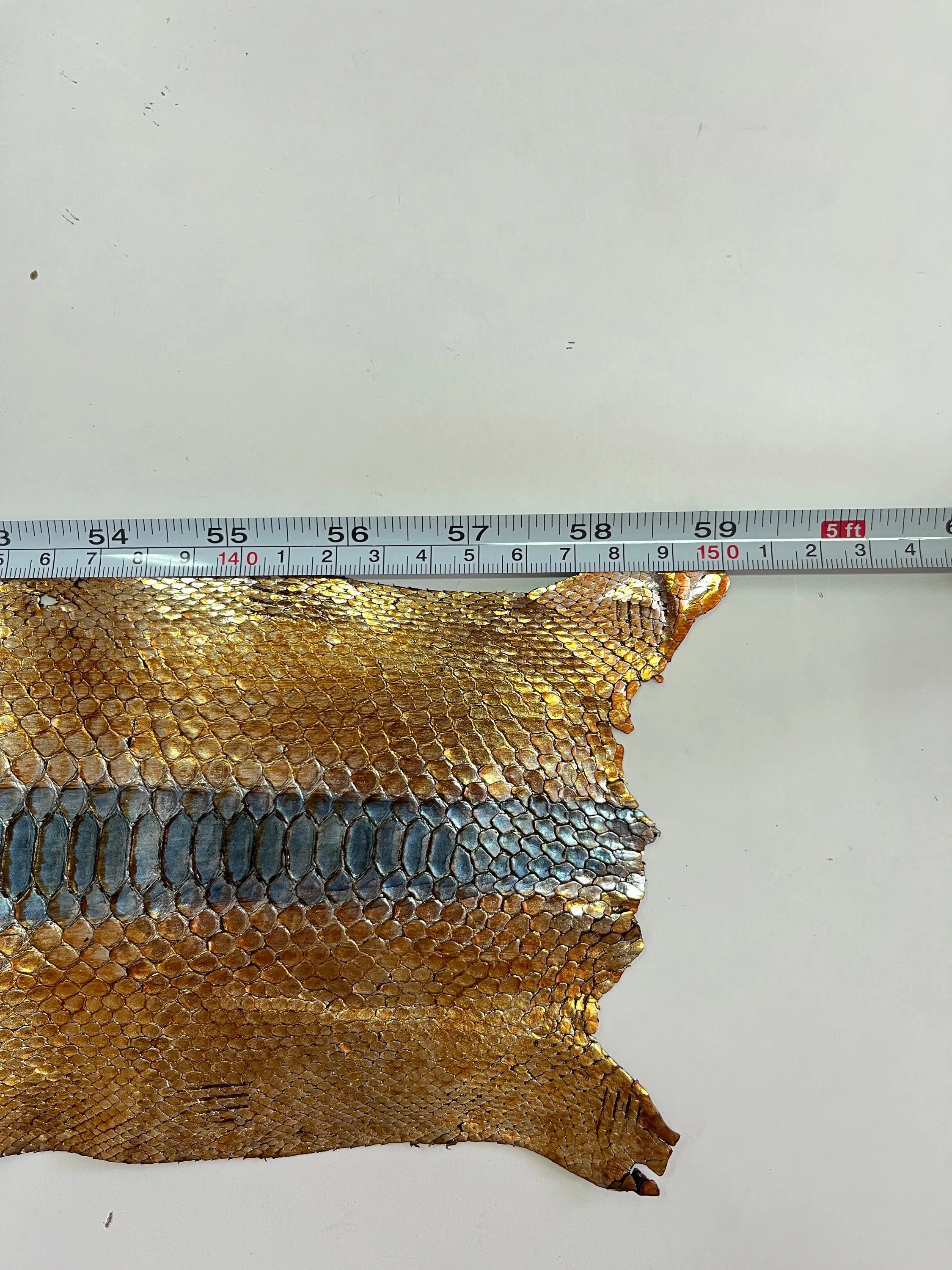 Genuine python leather, real snake leather color gold, and silver, long and wide snakeskin of thick 1,0mm(2 1/2 oz)