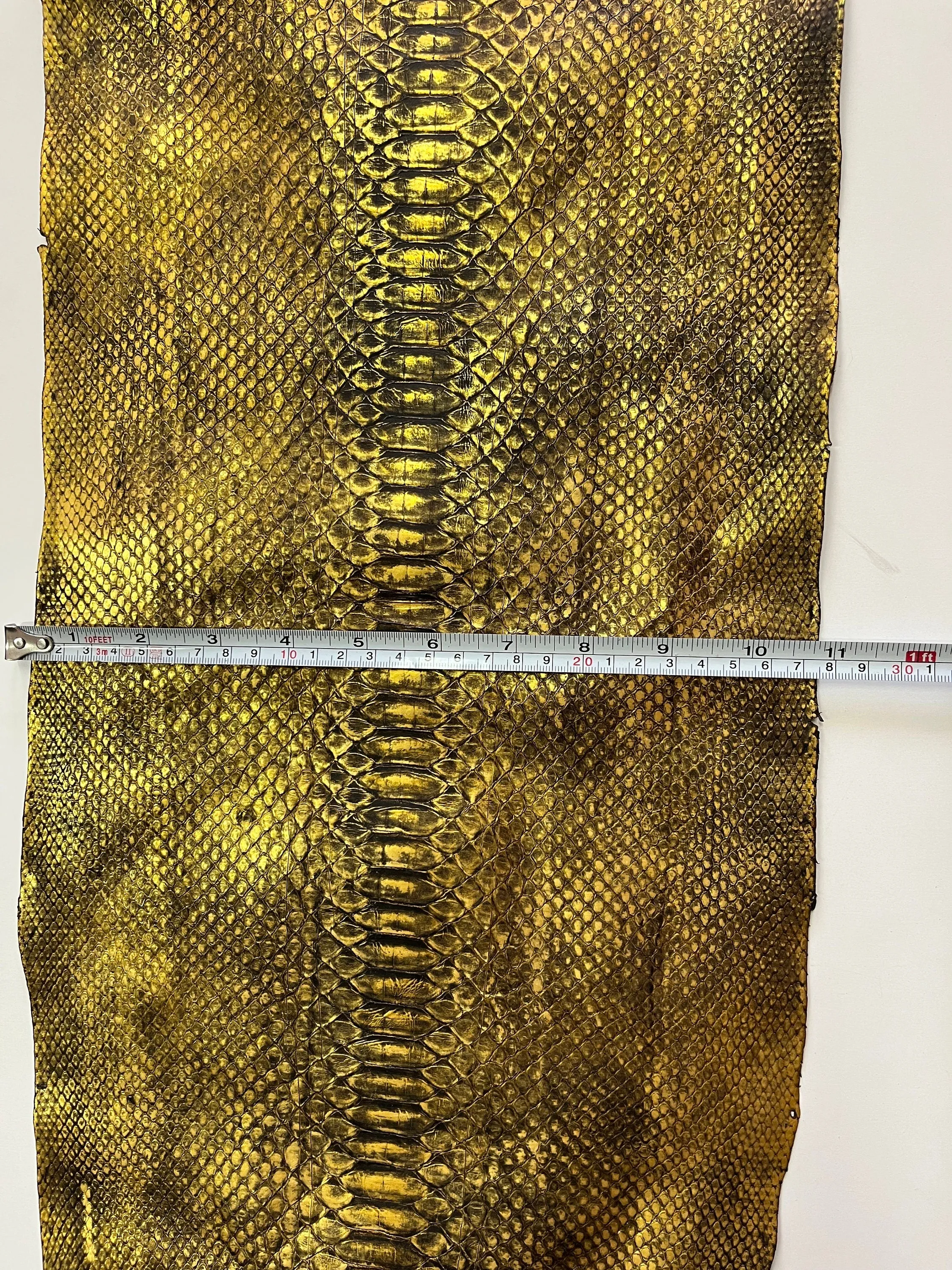 Genuine python leather, real snake leather color rusty metallic, long and wide snakeskin of thick 1,0mm(2 1/2 oz)