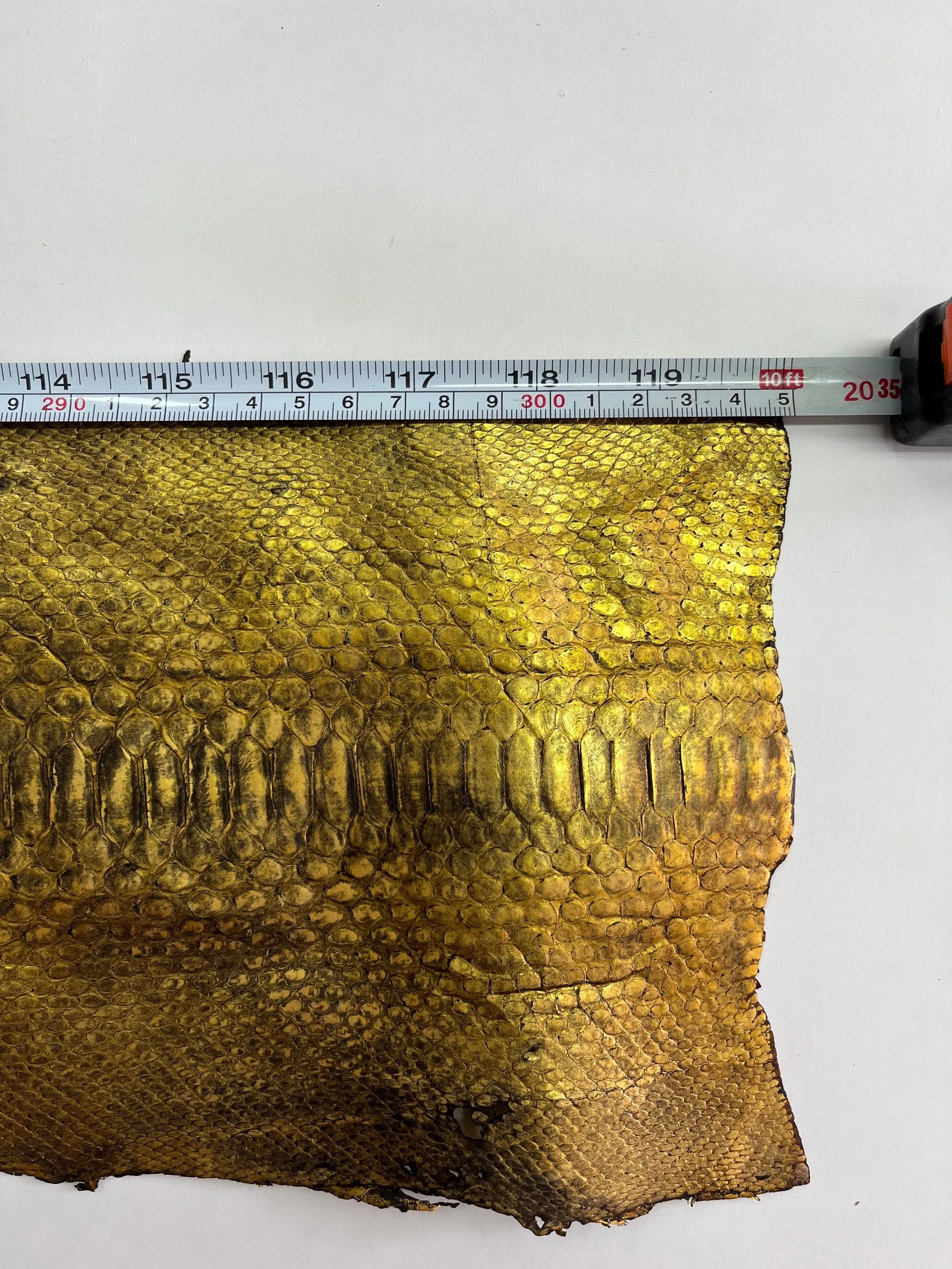 Genuine python leather, real snake leather color rusty metallic, long and wide snakeskin of thick 1,0mm(2 1/2 oz)