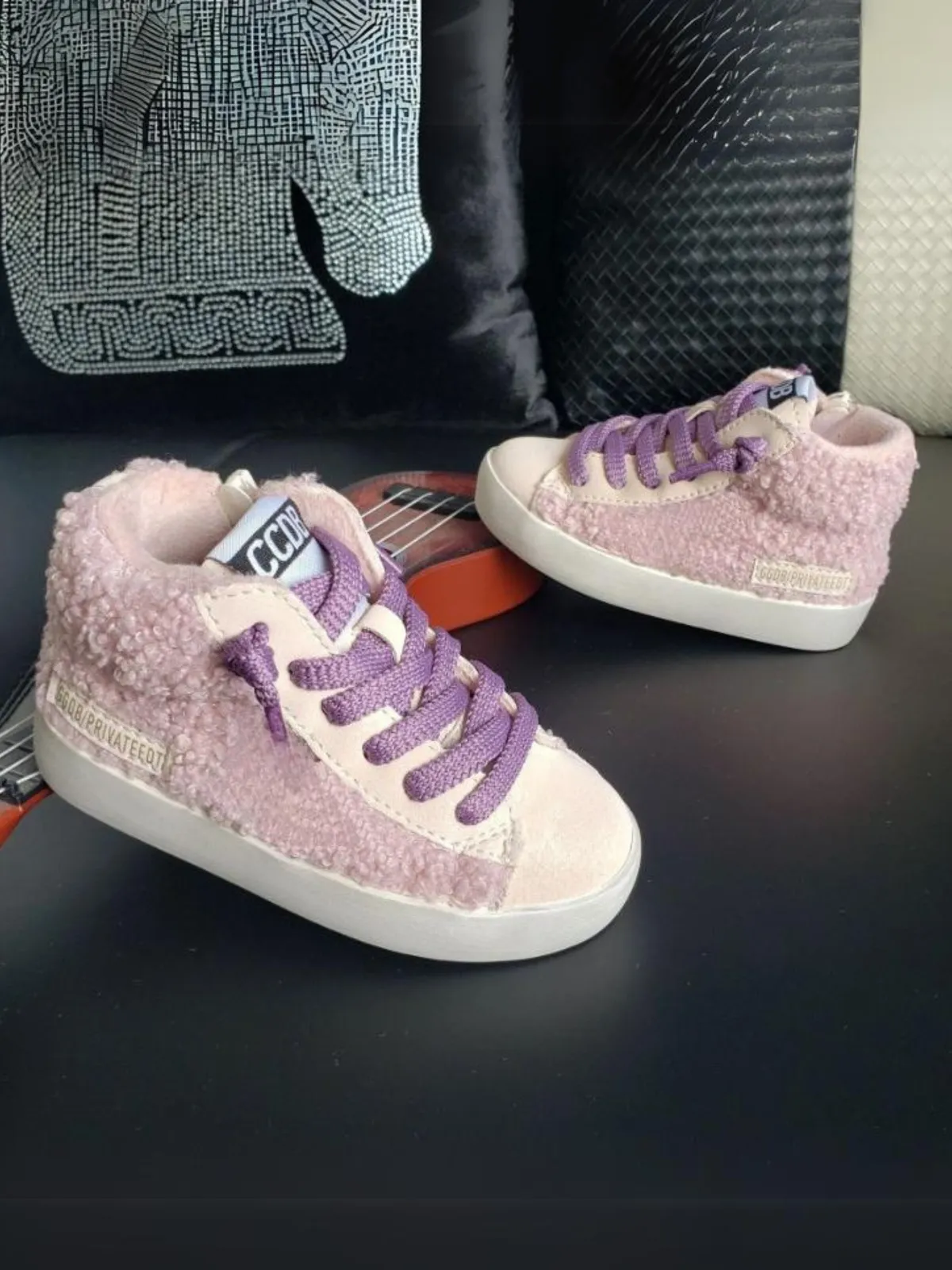 Girls Fuzzy High-Top Sneakers by Liv and Mia