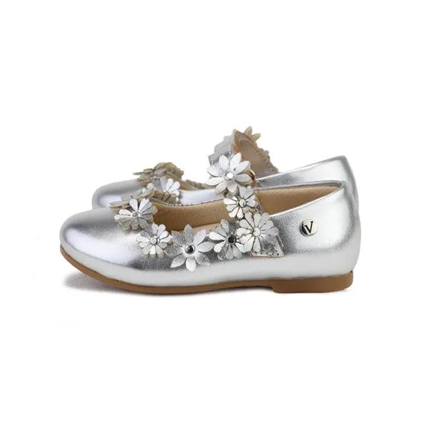 GIRLS SILVER PATENT FORMAL SHOES