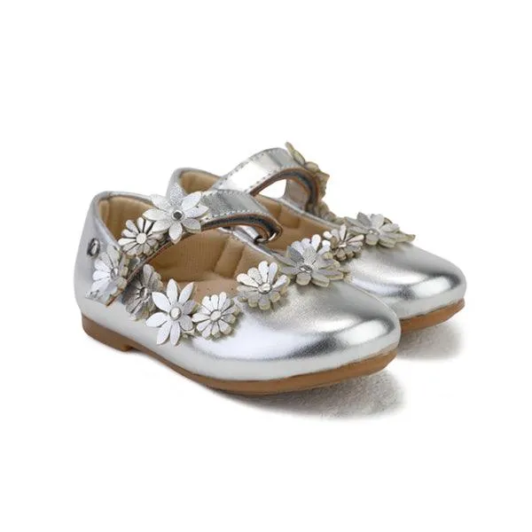 GIRLS SILVER PATENT FORMAL SHOES