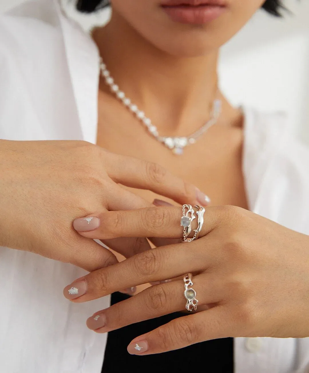 Giuliana - Minimalist Grey Moonstone Ring