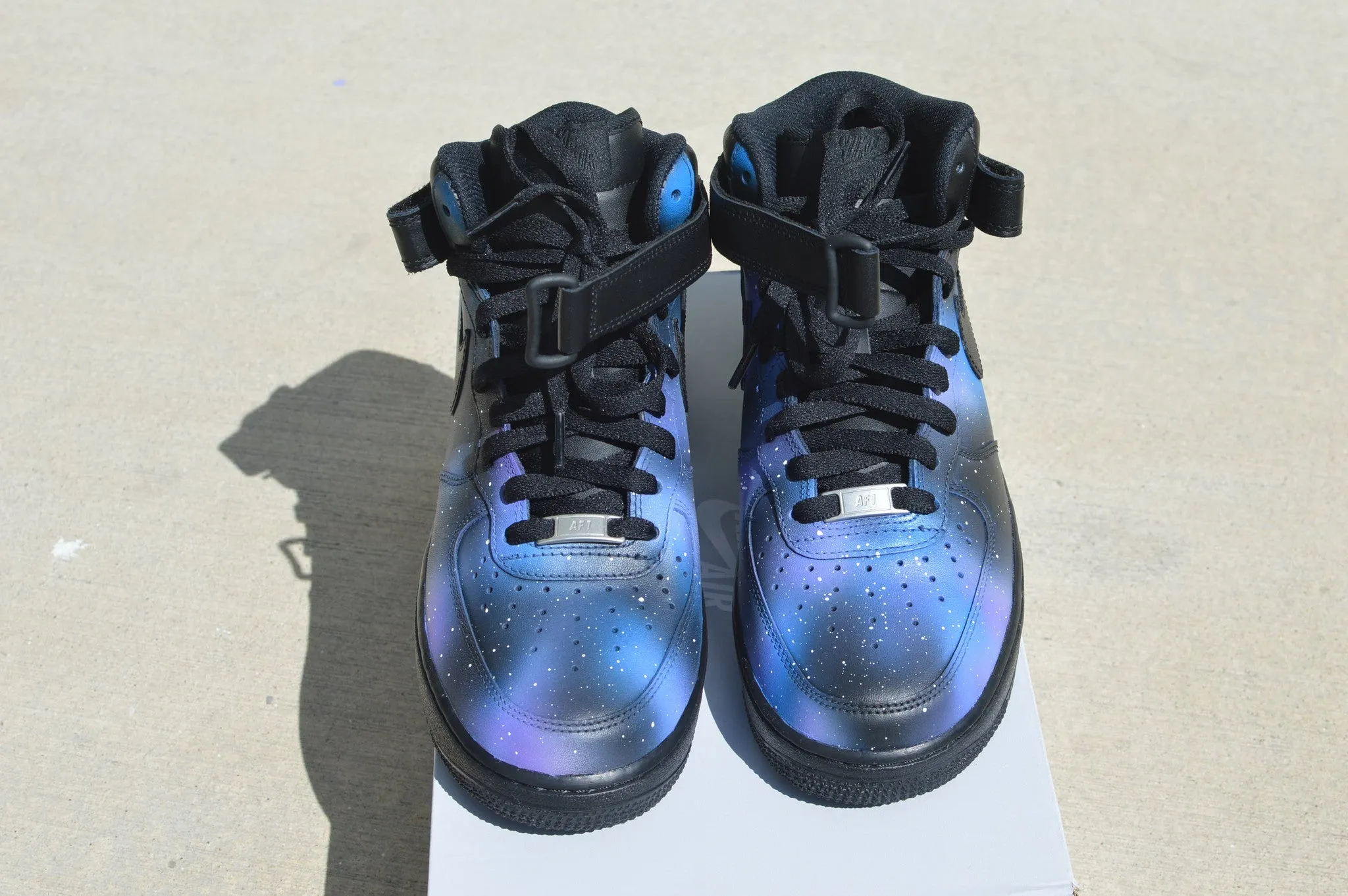 Hand Painted Nike AF1 Mid Galaxy Sneakers - Custom Galaxy Nike Air Force 1s