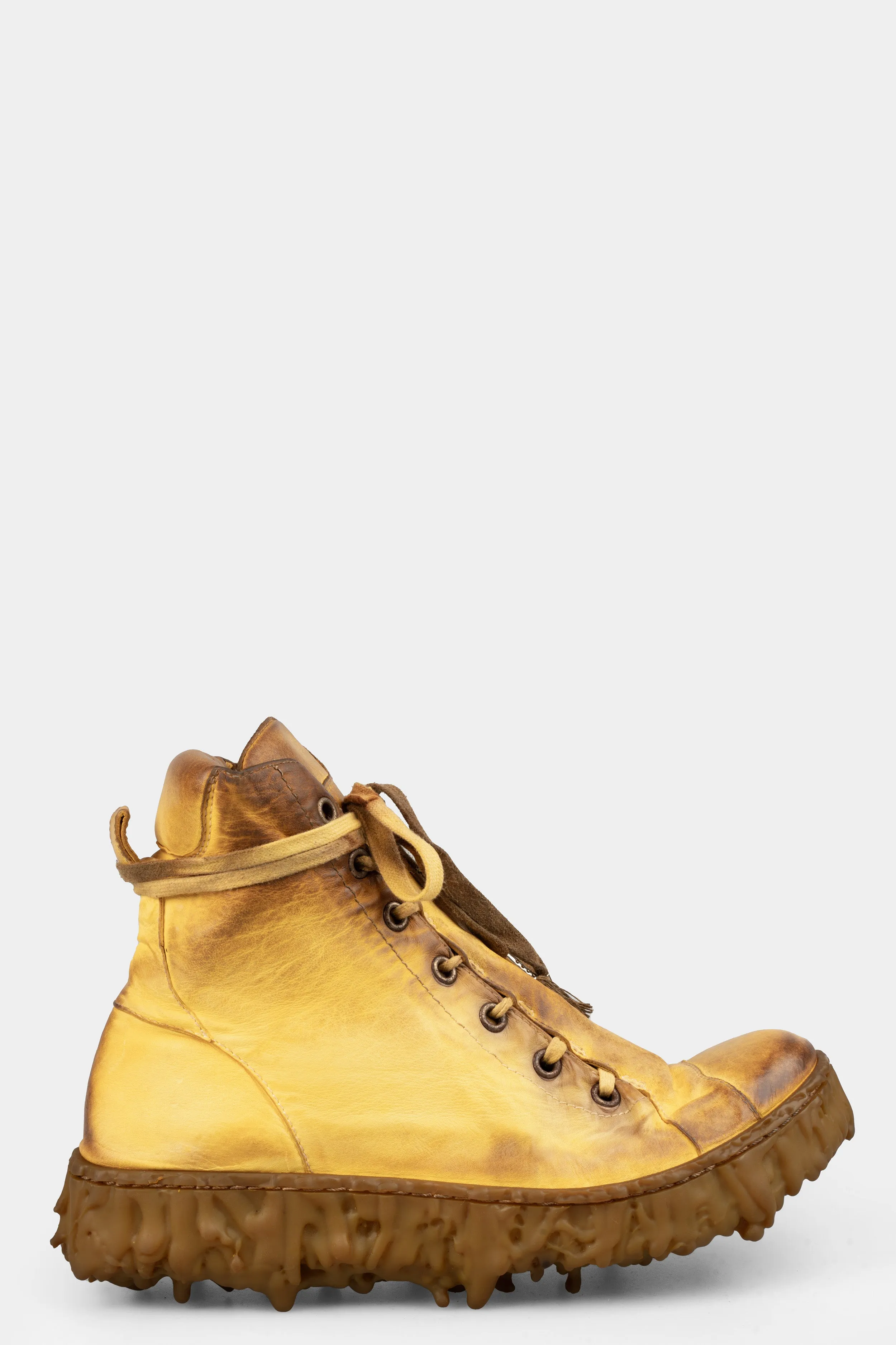 High top melt sole laced sneakers, Lemon Yellow