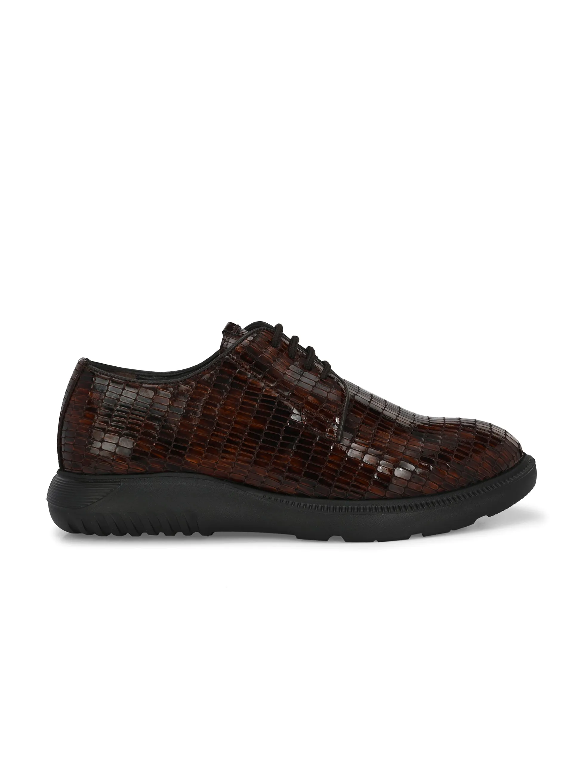 HITZG_5 Men's Brown Leather Party Wear Lace Up Shoes