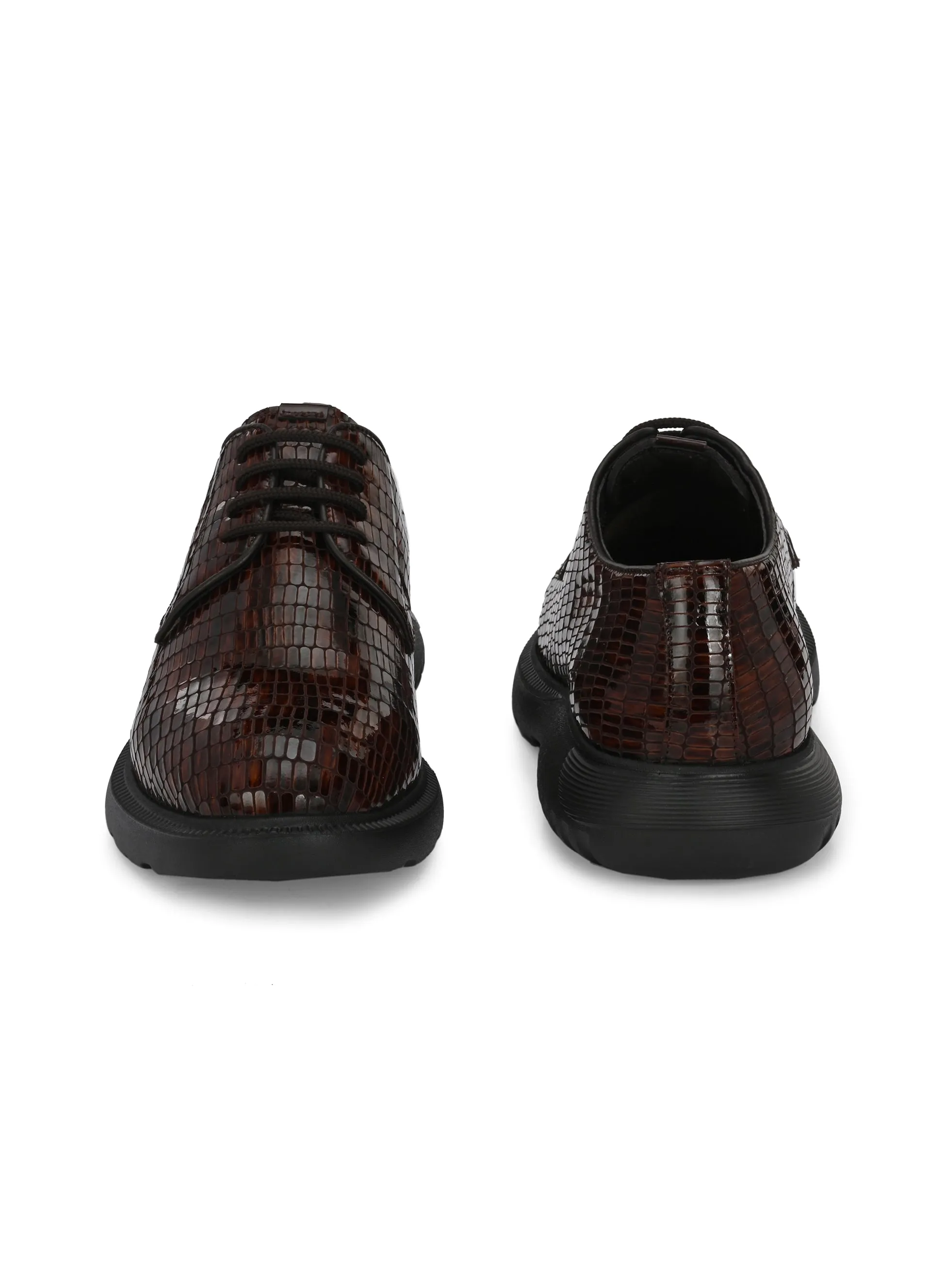 HITZG_5 Men's Brown Leather Party Wear Lace Up Shoes