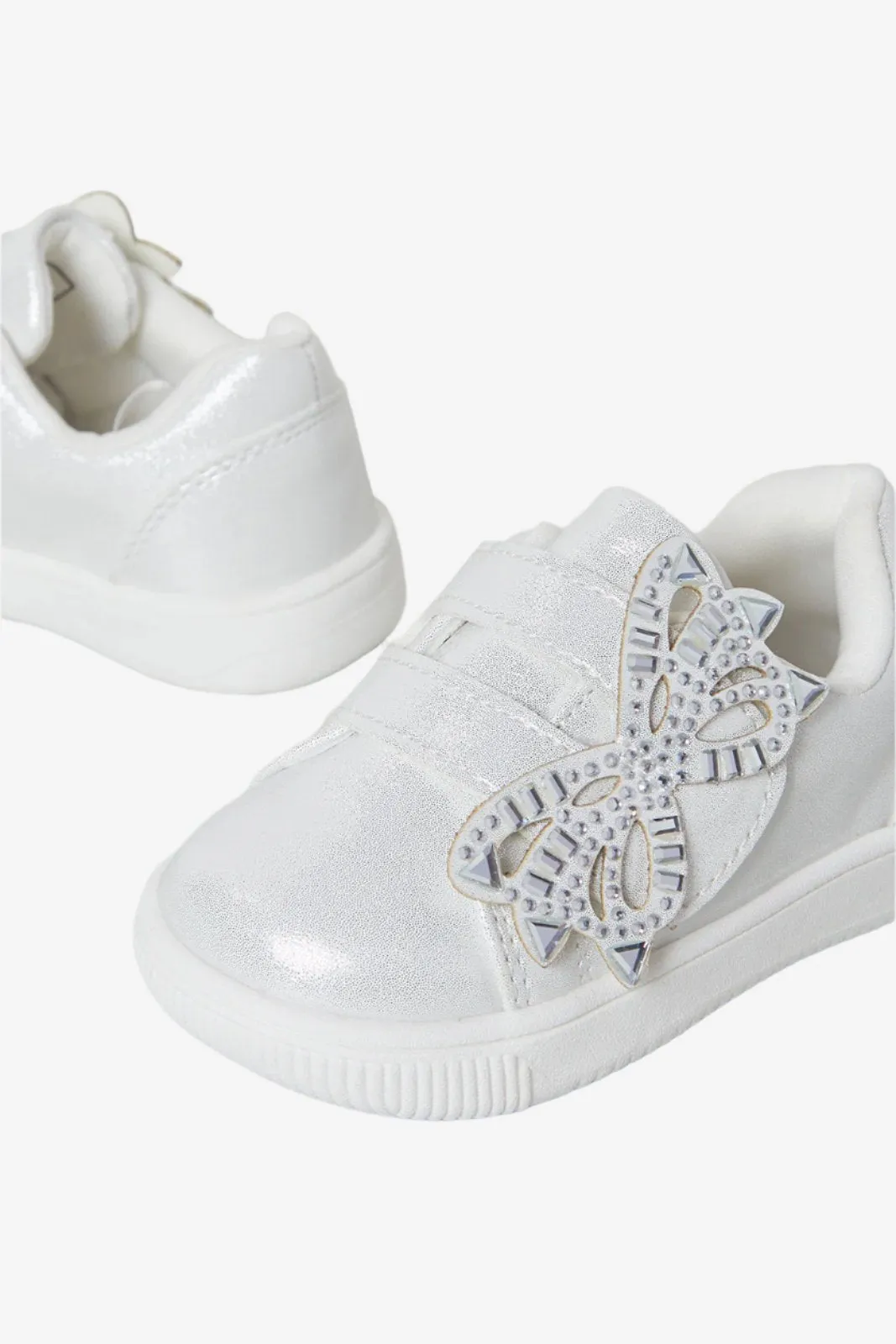 Infant Girls Silver Butterfly Sneakers