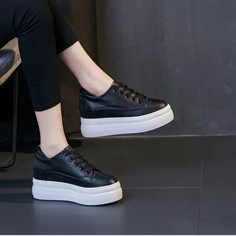 Joskaa 2024 New Platform Sneakers Black Leather