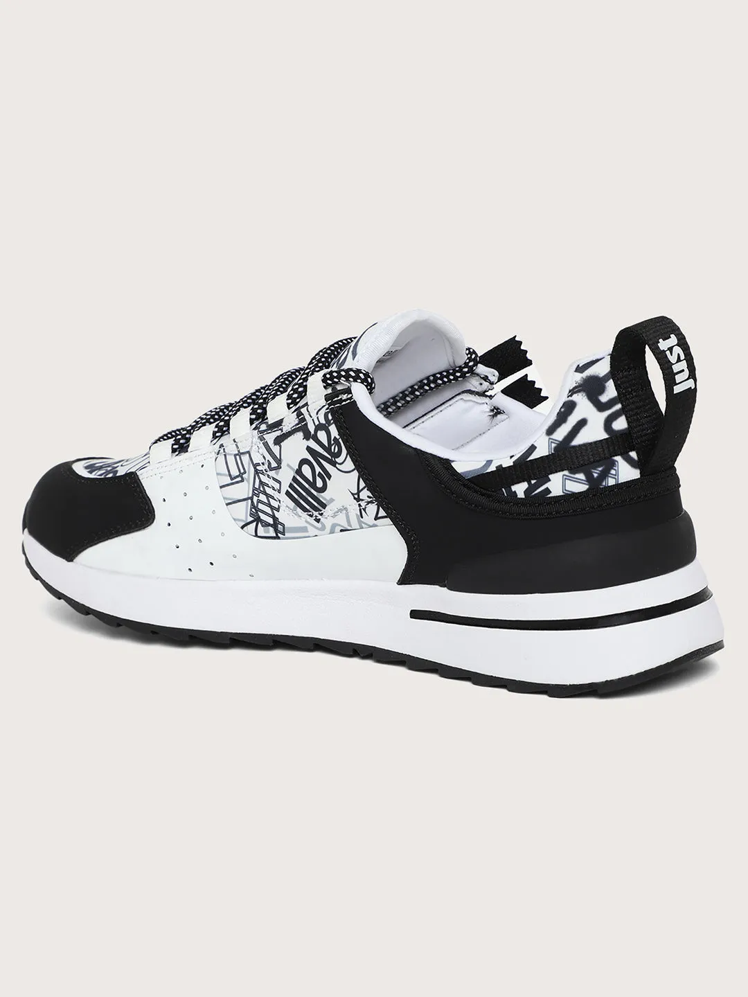 Just Cavalli Men Black & White Sneakers