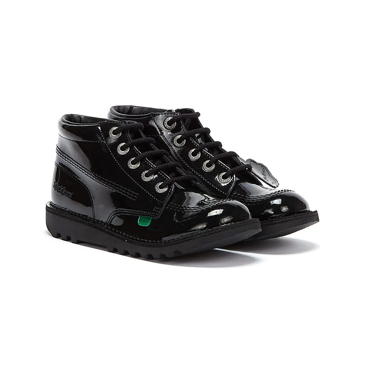 Kickers Junior Kick Hi Black Patent