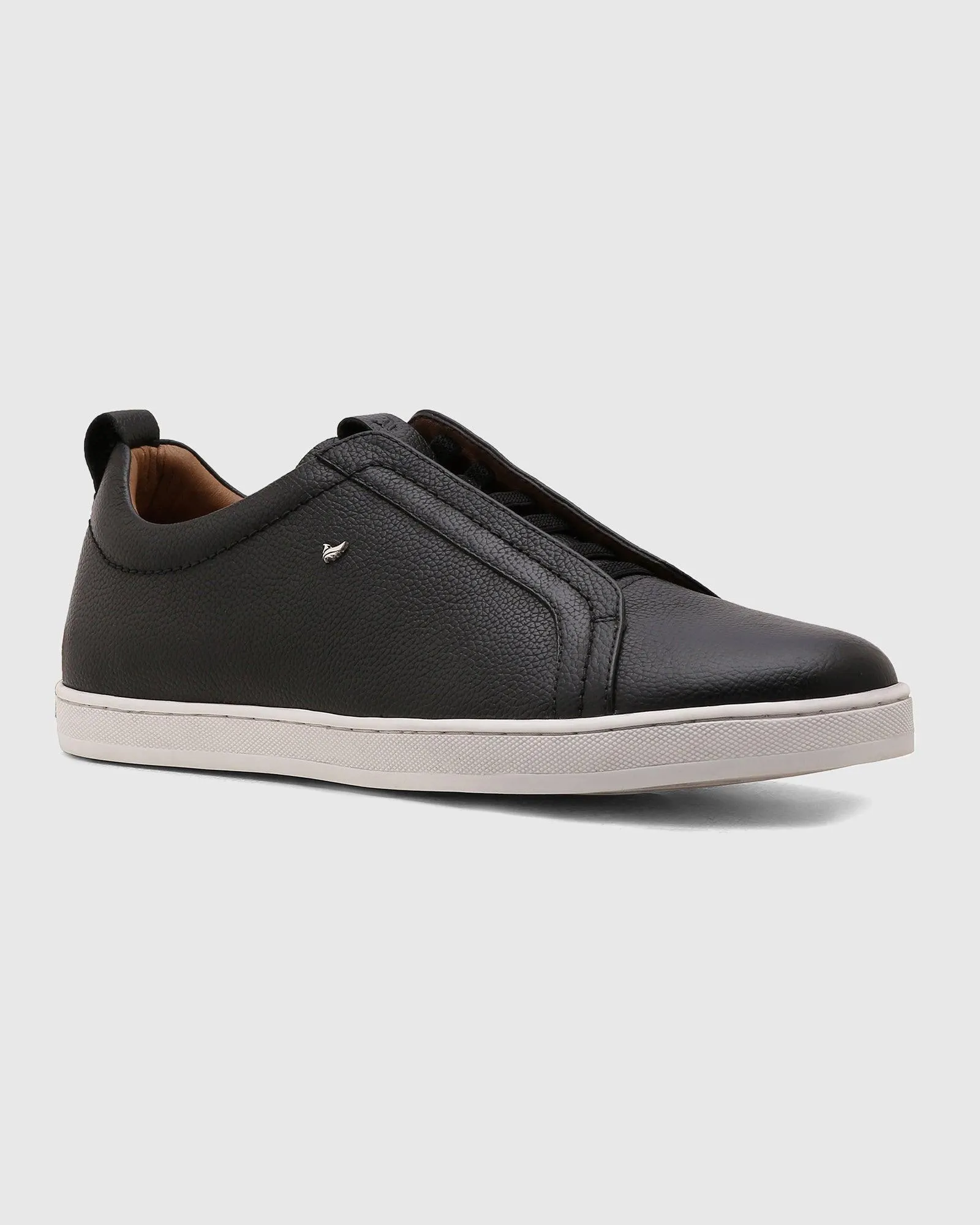 Leather Black Textured Sneakers - Quel