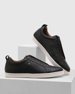 Leather Black Textured Sneakers - Quel