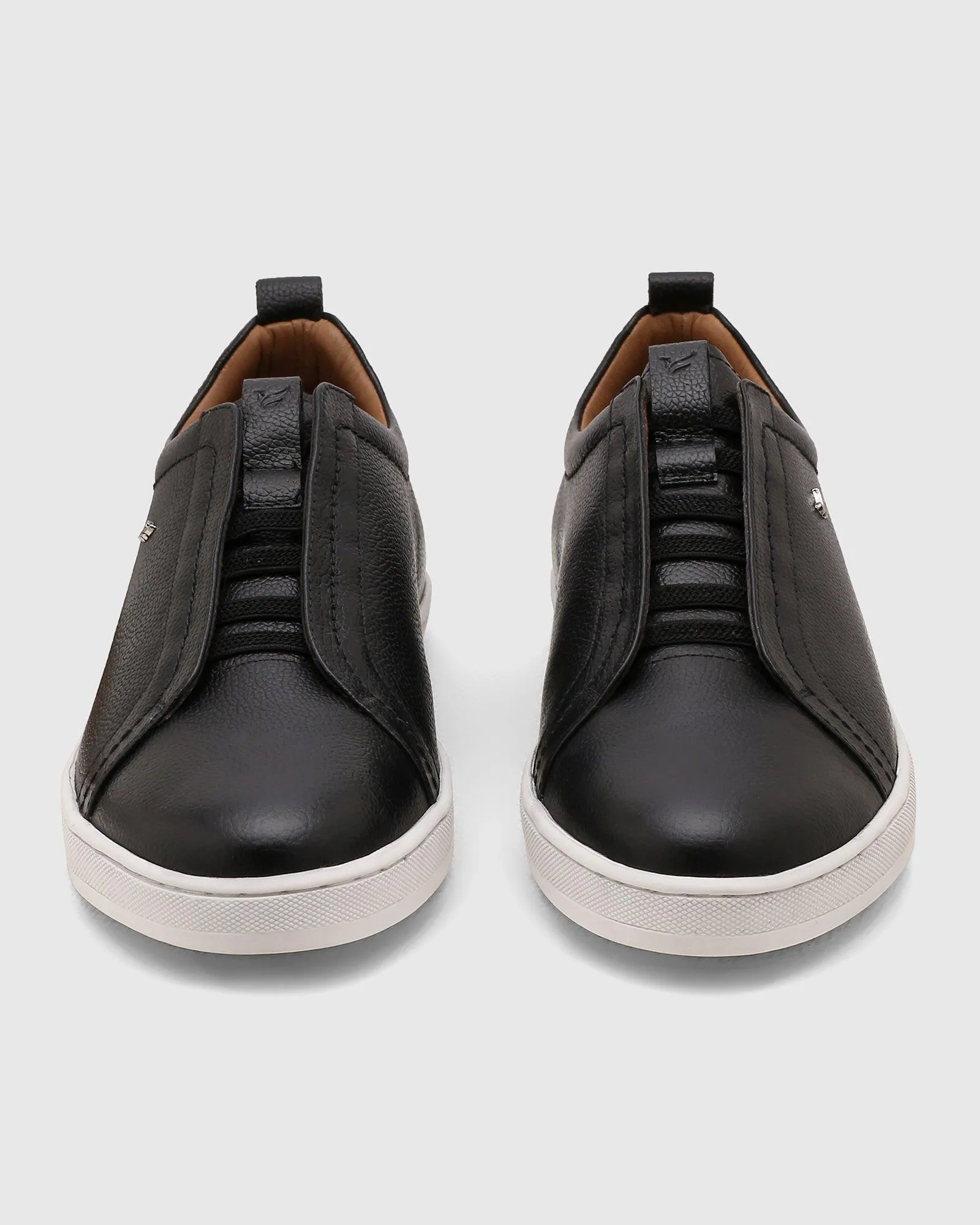 Leather Black Textured Sneakers - Quel