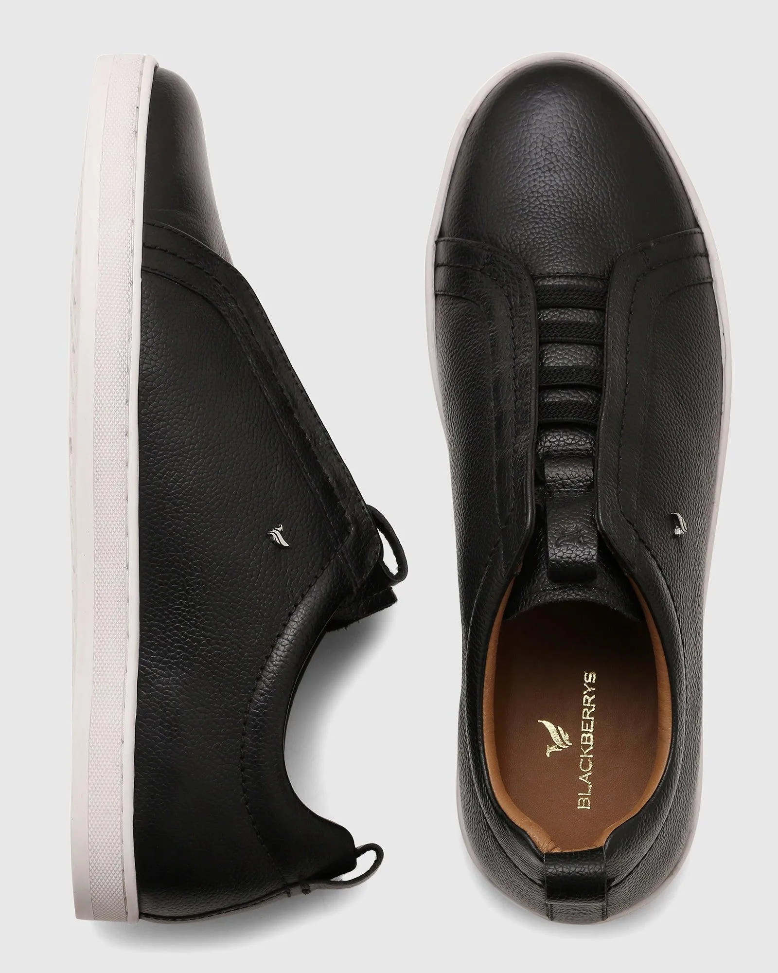 Leather Black Textured Sneakers - Quel