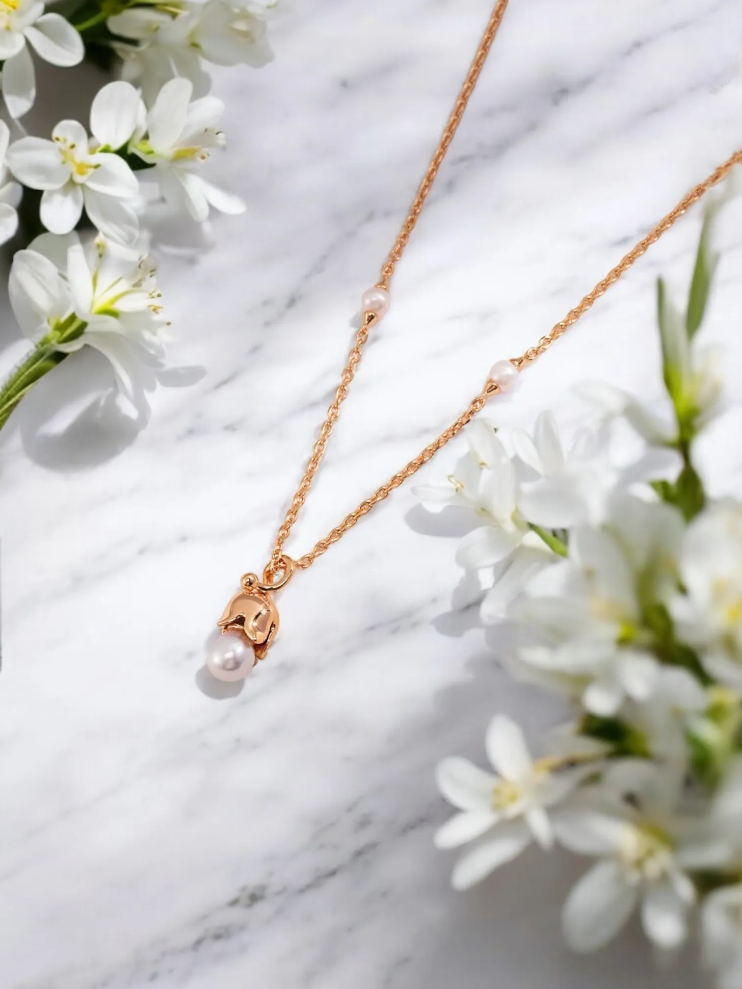 Lilia - Lily of the Valley Style Pearl Necklace