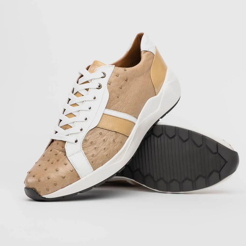 Marco Di Milano LYON II Ostrich and Calfskin Orix/White Sneakers