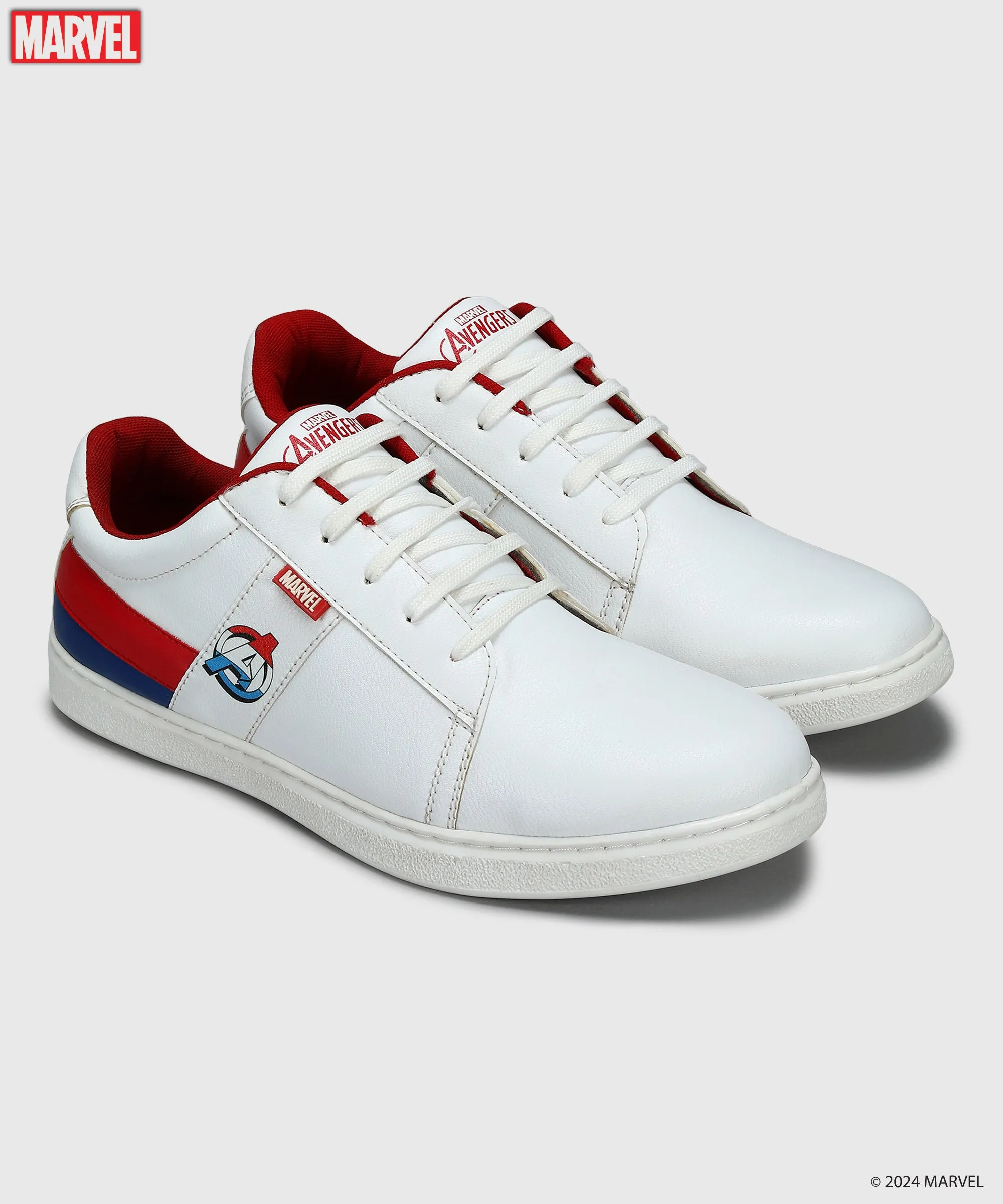 Marvel Men's White Casual Sneakers | Cushioned & Lace up Outdoor Style