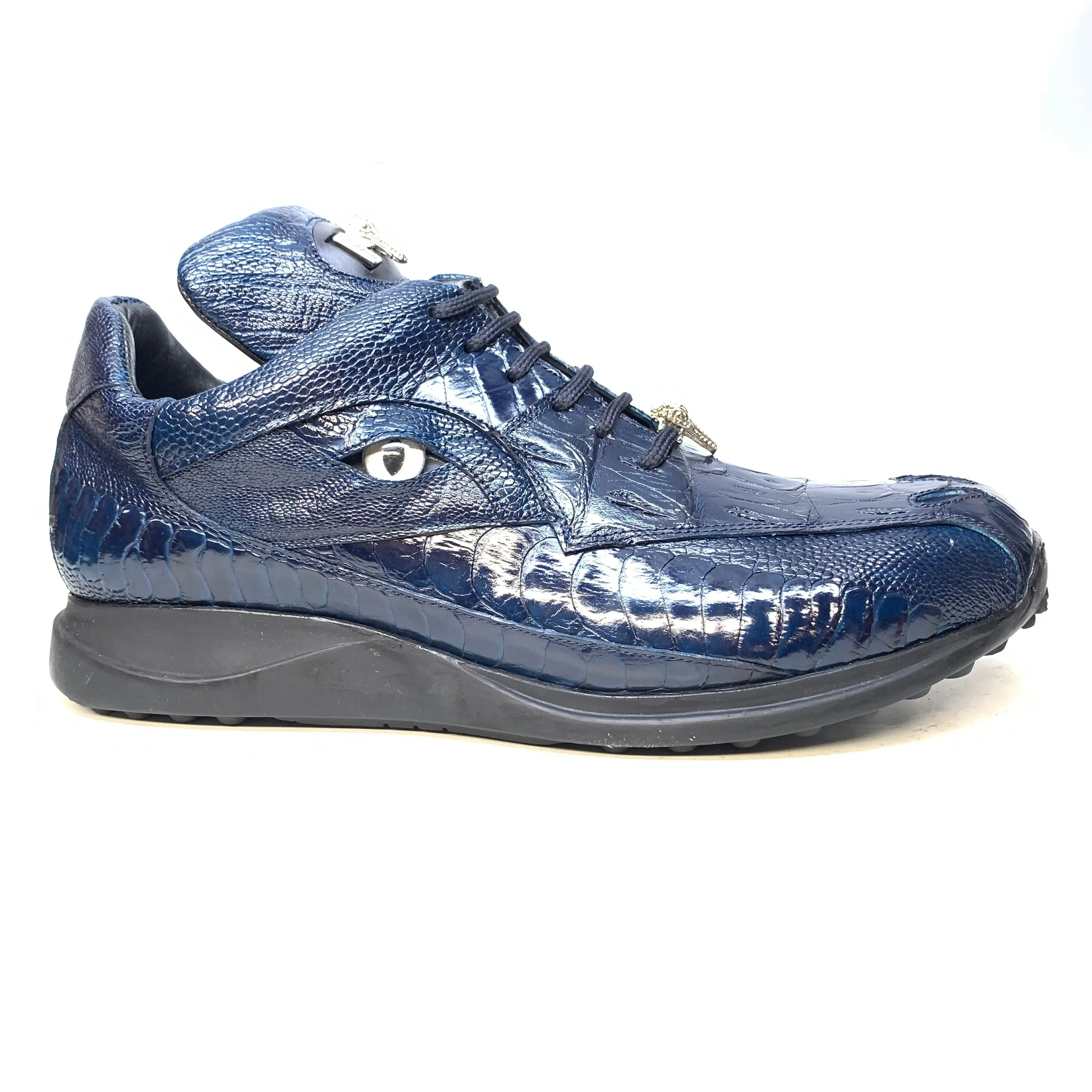 Mauri 8596 'Eye' Wonder Blue Hornback/Ostrich Leg Sneakers