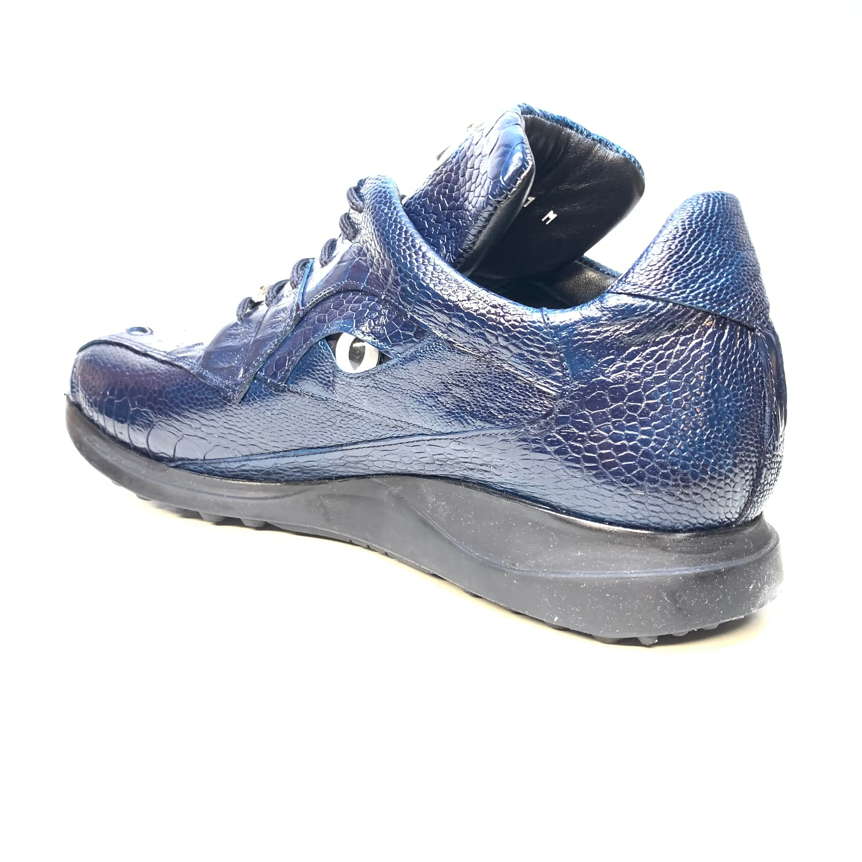 Mauri 8596 'Eye' Wonder Blue Hornback/Ostrich Leg Sneakers