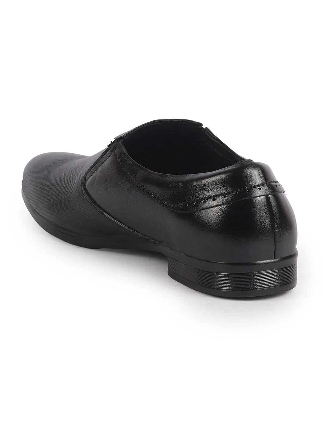 Men Black Genuine Leather Broad Feet Formal Slip On Shoe|Work Wear|Comfort for Office|Anti Skid Sole