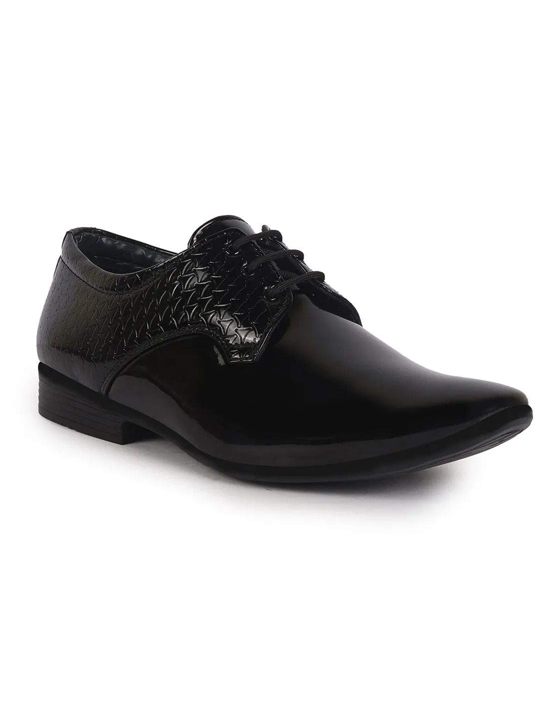 Men Black Party Formal Patent Leather Lace-Up Shoes for Office|Memory Cushion Insole|Meeting Comfort Slip-Ons