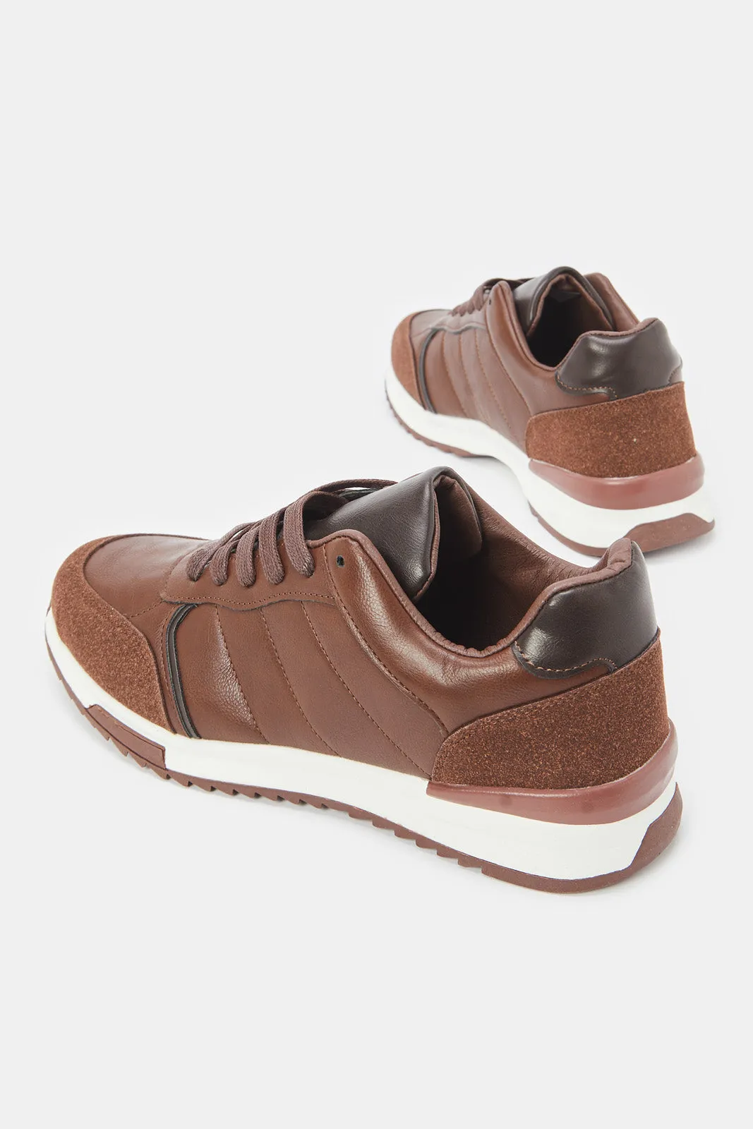 Men Brown Lace Up Sneakers