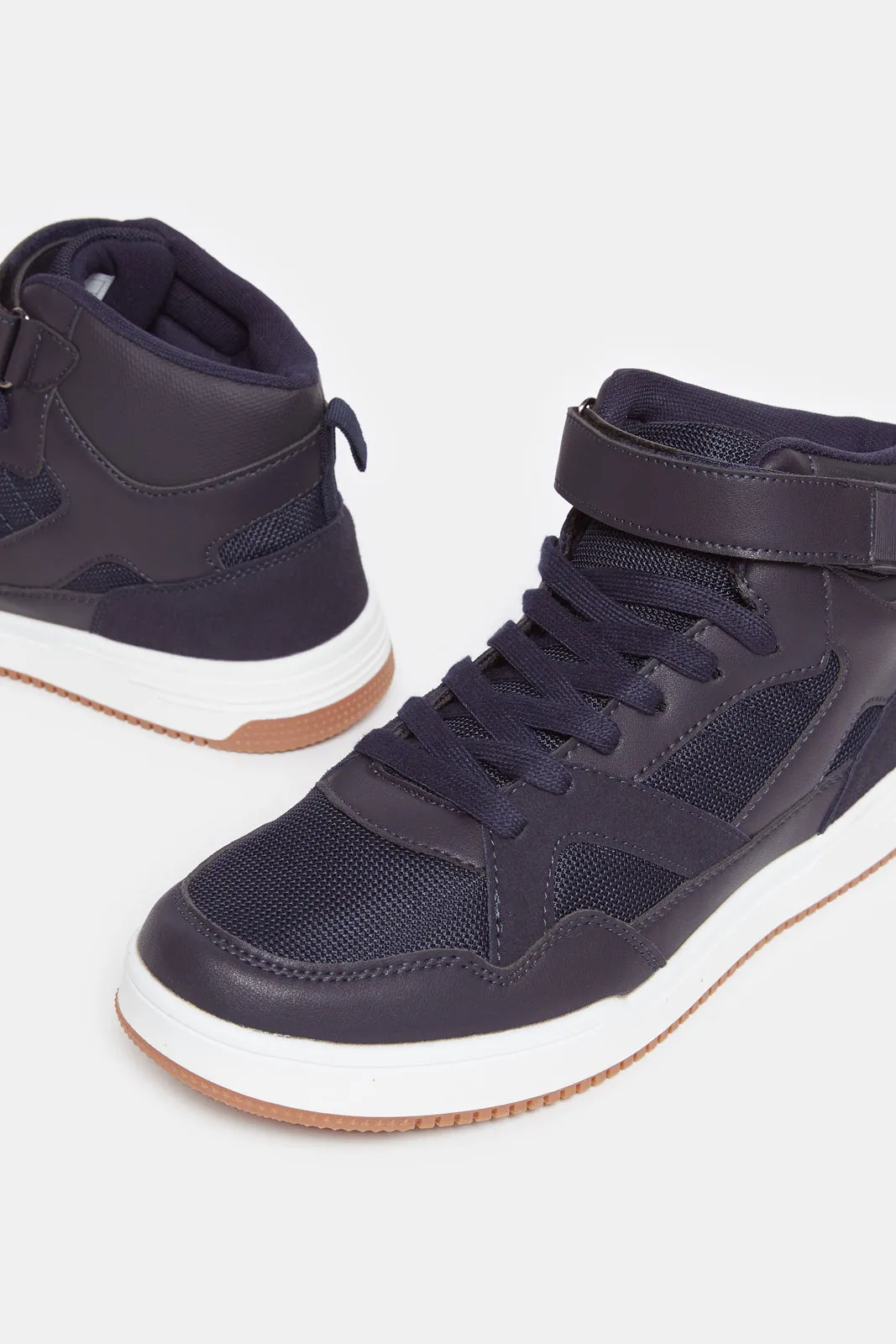 Men Navy Material Block High-top Sneakers