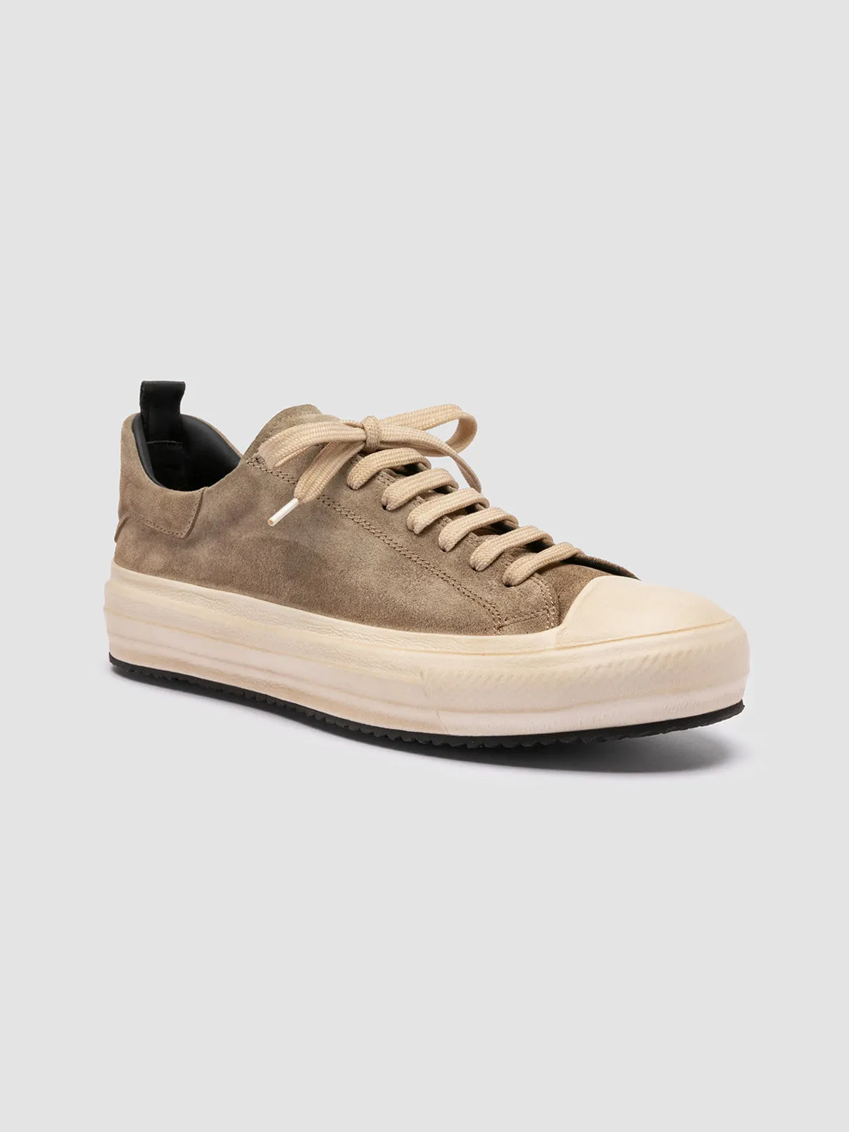 MES 009 - Taupe Leather and Suede Low Top Sneakers