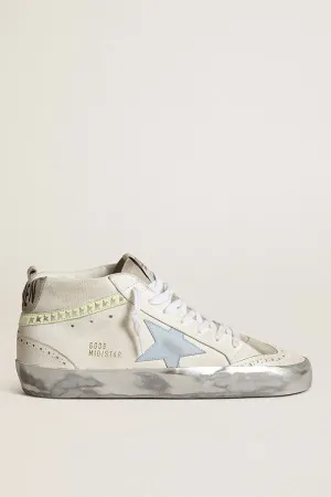 Mid Star - White Nappa Upper Leather Blue Fog Star Light Yellow Wave w/Serigraph Suede Heel Sparkle