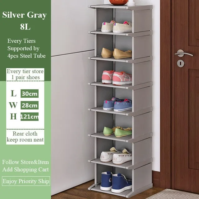 Multi-Layer Shoe Rack Vertical Dustproof Shoe Cabinet Assembled Shelf Furniture Home Standing Saving Space Shoes Organizer