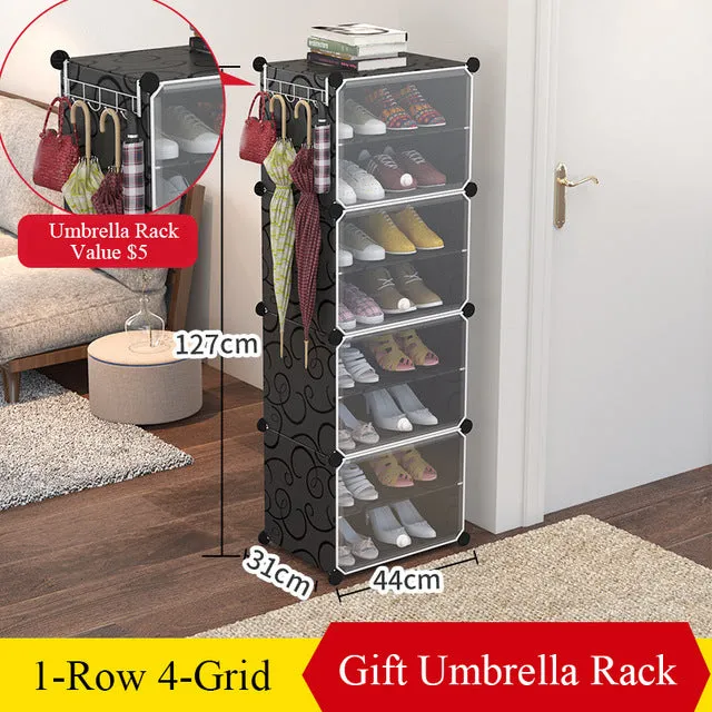 Multilayer Plastic Shoe Cabinet Dustproof Shoes Storage Organizer Modular Closet for Shoes Home Space-saving Shoe Rack with Door