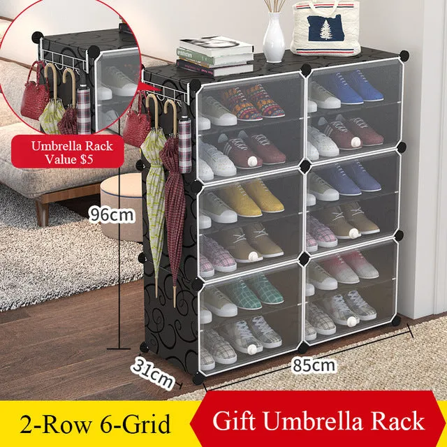 Multilayer Plastic Shoe Cabinet Dustproof Shoes Storage Organizer Modular Closet for Shoes Home Space-saving Shoe Rack with Door