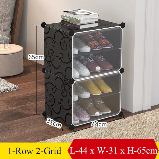 Multilayer Plastic Shoe Cabinet Dustproof Shoes Storage Organizer Modular Closet for Shoes Home Space-saving Shoe Rack with Door