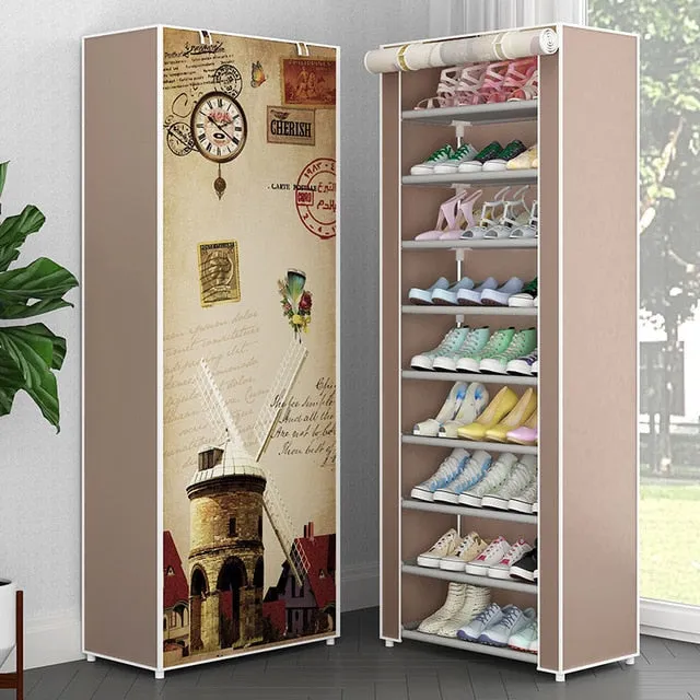 Multilayer Shoe Rack Detachable Dustproof Nonwoven Fabric Shoe Cabinet Home Standing Space-saving Stand Holder Shoes Organizer