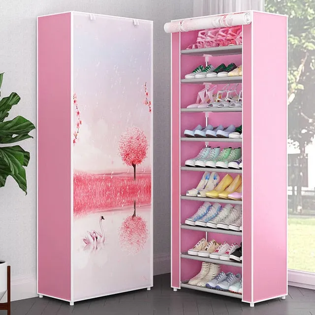 Multilayer Shoe Rack Detachable Dustproof Nonwoven Fabric Shoe Cabinet Home Standing Space-saving Stand Holder Shoes Organizer