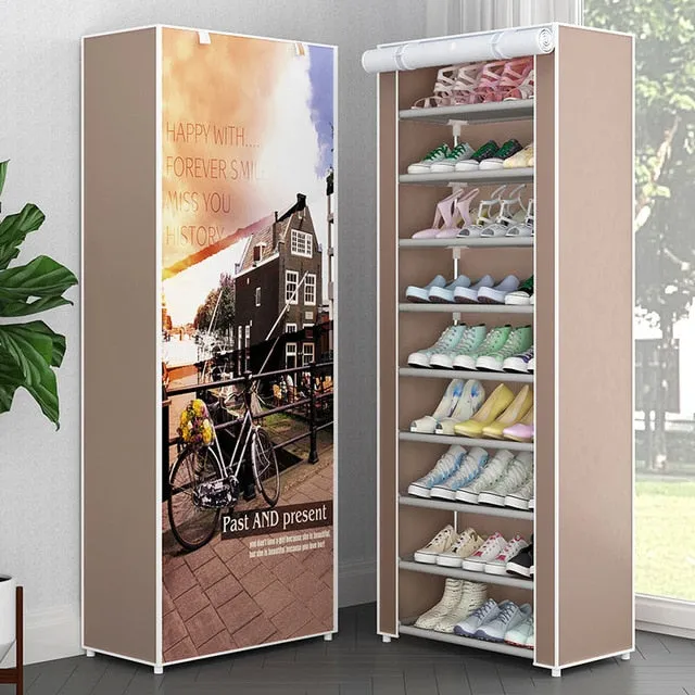 Multilayer Shoe Rack Detachable Dustproof Nonwoven Fabric Shoe Cabinet Home Standing Space-saving Stand Holder Shoes Organizer